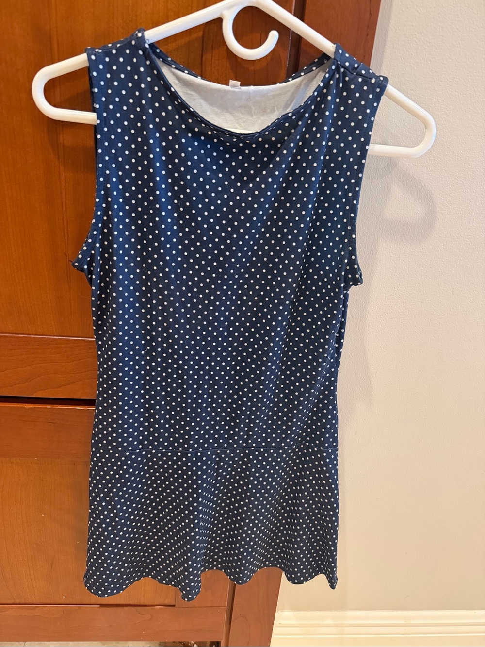 Navy Polka Dot Sleeveless Women's Dress